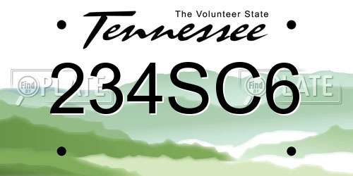 234SC6 Tennessee License Plate
