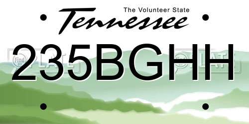 235BGHH Tennessee License Plate