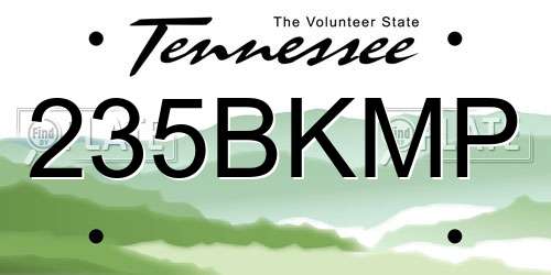 235BKMP Tennessee License Plate