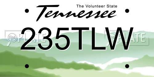235TLW Tennessee License Plate