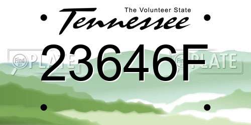 23646F Tennessee License Plate