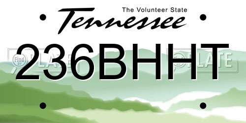 236BHHT Tennessee License Plate