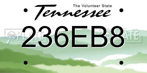 236EB8 Tennessee License Plate