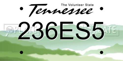 236ES5 Tennessee License Plate