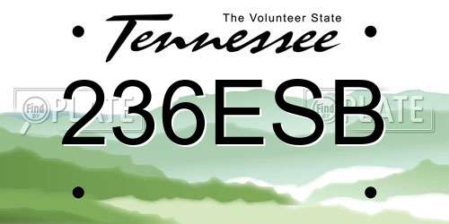 236ESB Tennessee License Plate