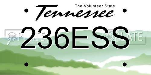236ESS Tennessee License Plate