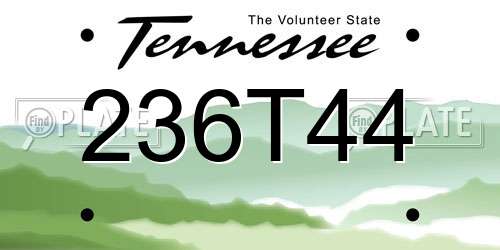 236T44 Tennessee License Plate