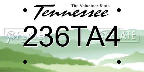 236TA4 Tennessee License Plate