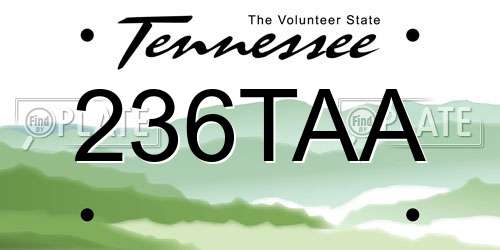 236TAA Tennessee License Plate