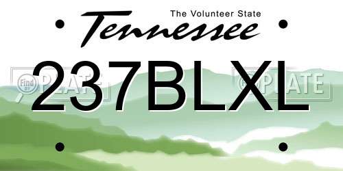 237BLXL Tennessee License Plate