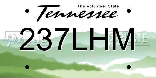 237LHM Tennessee License Plate