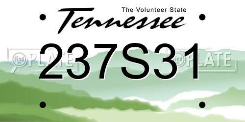 237S31 Tennessee License Plate