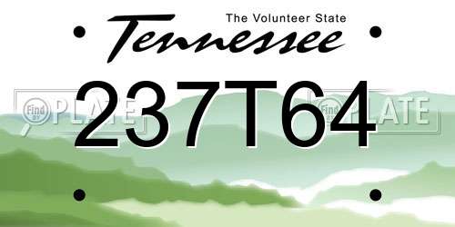237T64 Tennessee License Plate