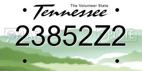 23852Z2 Tennessee License Plate