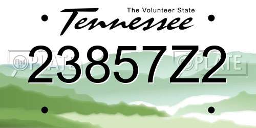 23857Z2 Tennessee License Plate