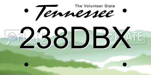 238DBX Tennessee License Plate