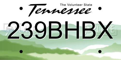 239BHBX Tennessee License Plate