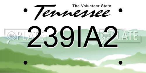 239IA2 Tennessee License Plate