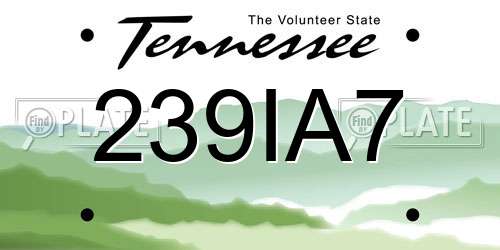 239IA7 Tennessee License Plate