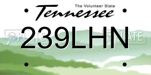 239LHN Tennessee License Plate