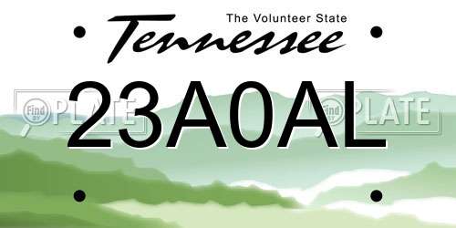 23A0AL Tennessee License Plate