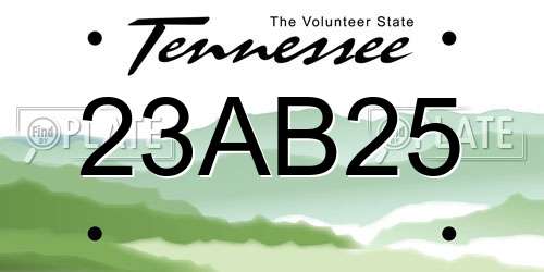 23AB25 Tennessee License Plate
