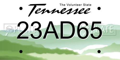 23AD65 Tennessee License Plate