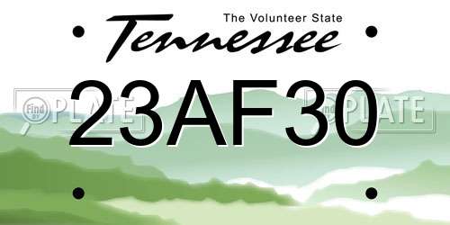 23AF30 Tennessee License Plate