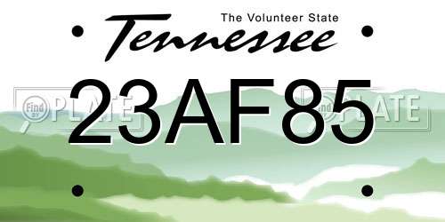 23AF85 Tennessee License Plate