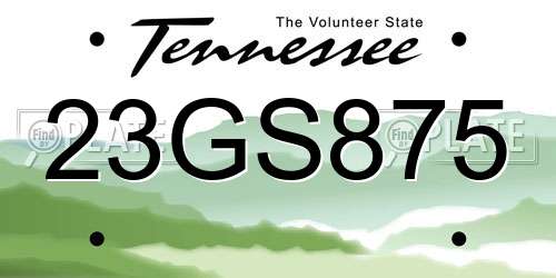 23GS875 Tennessee License Plate