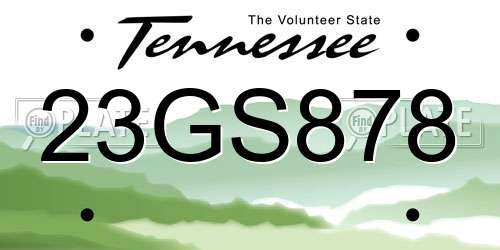 23GS878 Tennessee License Plate