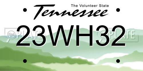 23WH32 Tennessee License Plate