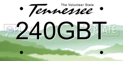 240GBT Tennessee License Plate