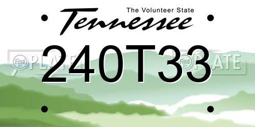 240T33 Tennessee License Plate