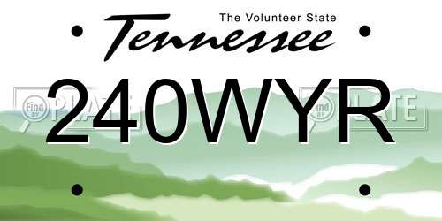 240WYR Tennessee License Plate