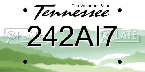 242AI7 Tennessee License Plate