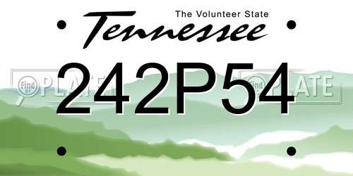 242P54 Tennessee License Plate