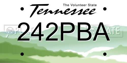 242PBA Tennessee License Plate