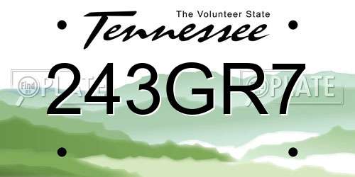 243GR7 Tennessee License Plate
