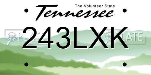 243LXK Tennessee License Plate