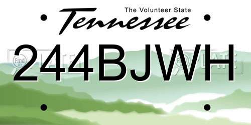 244BJWH Tennessee License Plate