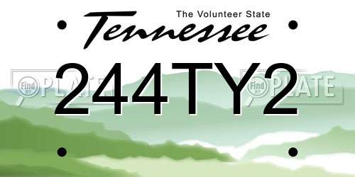 244TY2 Tennessee License Plate