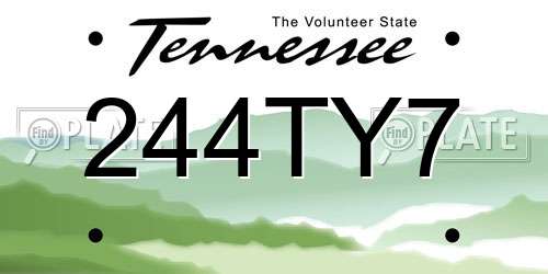 244TY7 Tennessee License Plate