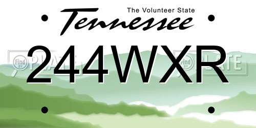 244WXR Tennessee License Plate