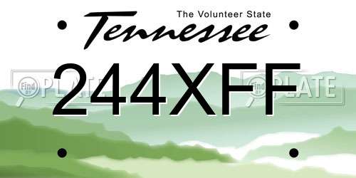 244XFF Tennessee License Plate