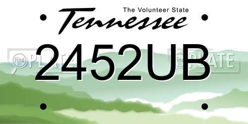 2452UB Tennessee License Plate