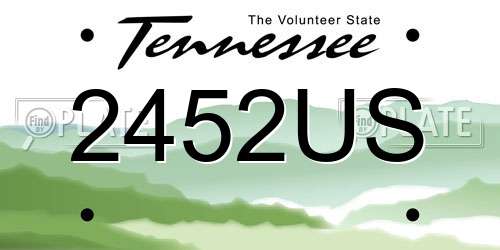 2452US Tennessee License Plate