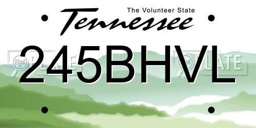245BHVL Tennessee License Plate