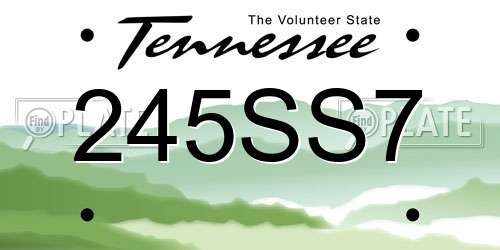 245SS7 Tennessee License Plate