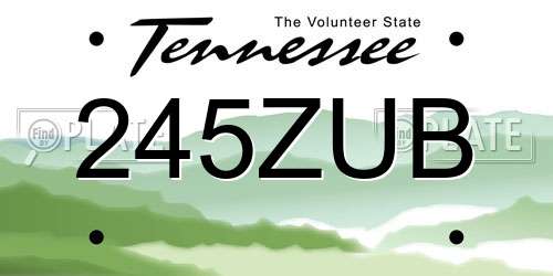 245ZUB Tennessee License Plate